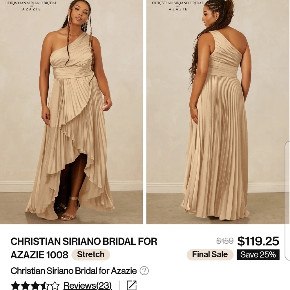 Christian Siriano One-Shoulder Tan Dress